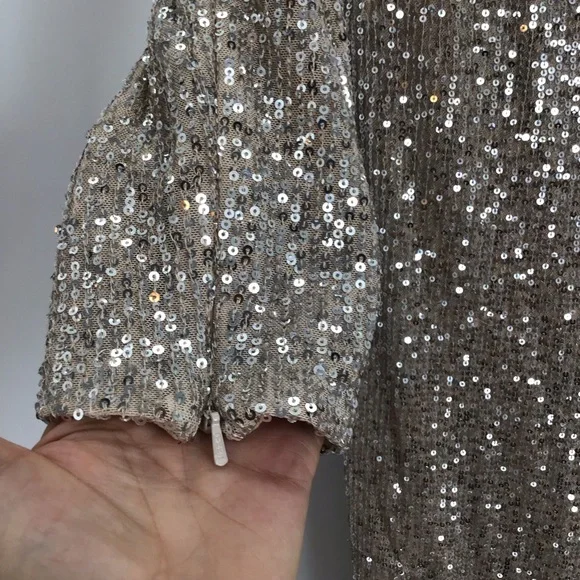 IEENA /MAC DUGGAL NWT Sequin Stretch Wrap Maxi Gown Formal Wedding Party Size 8 - Picture 7 of 14